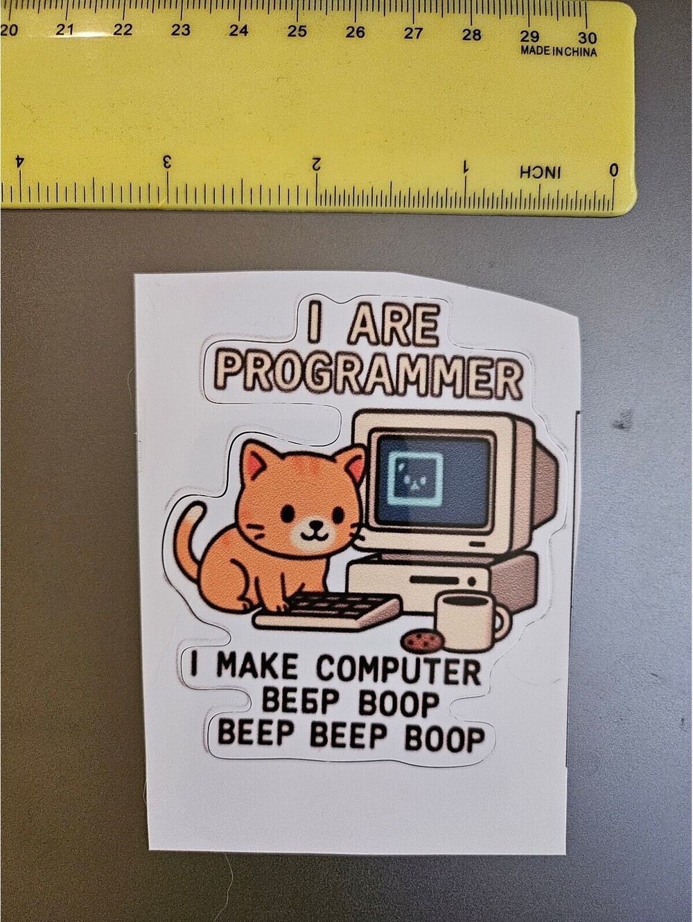 Cat I'm a programmer beep boop -sticker - for laptop/bottle/etc - NEW